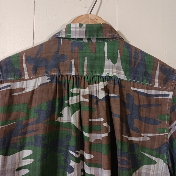 Denim & Supply Button Up Shirt Green Camo Plaid - Picture 5 of 10